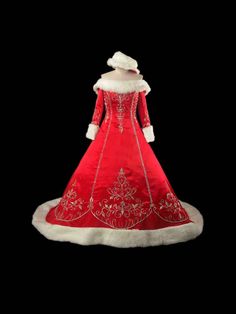 Red Bridal Shoes, Christmas Wedding Dresses, Royal Wardrobe, Red Wedding Gowns, Snow Crafts, Santa Suit, Santa Costume