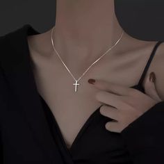 Color: White gold color Fashion Element: Cross Style: Personality Elegant Cross Pendant Necklace With Clavicle Chain, Elegant Pendant Cross Necklace With Clavicle Chain, Elegant Cross Chain Necklace With Adjustable Chain, Elegant Necklace With Clavicle Chain And Cross Pendant, Elegant Metal Cross Necklace With Adjustable Chain, Elegant Clavicle Chain Cross Necklace For Gift, Gold Cross Chain Necklace Elegant Style, Elegant Gold Cross Chain Necklace, Elegant Gold Cross Necklace With Clavicle Chain