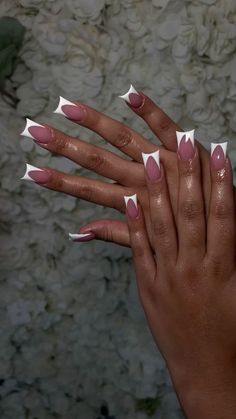 Longggg Nails, Duck French Tips, Duck French Tip Nails, Simple Duck Nails, Duck Nails French Tip, Baddie Nails Pink, French Duck Nails, Short Duck Nails, Cat Eyelashes