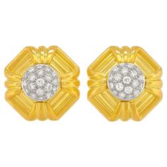 Luxury Cartier Diamond Earrings, Elegant Cartier Diamond Earrings, Formal Yellow Diamond Earrings, Yellow Diamond Earrings For Formal Occasions, Cartier Yellow Gold Formal Earrings, Classic Cartier Earrings For Formal Occasions, Vintage Cartier Diamond Jewelry, Luxury Yellow Gold Clip-on Diamond Earrings, Vintage Cartier Jewelry For Evening