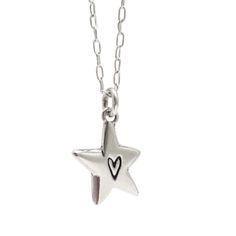 Silver Heart Necklace With Star Charm, Personalized Star-shaped Sterling Silver Jewelry, Cute Silver Jewelry With Star Charm, Sterling Silver Starfish Charm Necklace, Silver Star Shaped Charm Necklace, Silver Star-shaped Charm Necklace, Star-shaped Charm Necklaces For Gifts, Adjustable Sterling Silver Charm Necklaces With Star Charm, Personalized Sterling Silver Star Charm Necklace