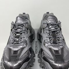 Balenciaga Track.2 Women's Sneakers 100% Original & Authentic Guaranteed Color: Dark Grey Clear Sole Size: 10 Us Style Code: 668822 W3ct1 1800 Brand New In Box With Dust Bag & Spare Laces Designer Sneakers For Sports With Branded Heel Counter, Designer Gray Lace-up Sneakers, Balenciaga Defender, Balenciaga Defender Sneaker, Balenciaga Track 2, Black Balenciaga Track Sneakers, Balenciaga Track Sneaker, Balenciaga Track.2 Open Sneakers, Mens Shoes Sneakers