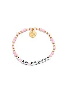 Little Words Project-Little Words Project I Am Enough Bracelet - Leela and Lavender Personalized Pink Beaded Bracelets, Personalized Pink Beaded Bracelet With Meaningful Style, Personalized Meaningful Pink Bracelet, Inspirational Pink Round Beads Jewelry, Inspirational Pink Beaded Bracelets As Gift, Pink Meaningful Bracelets For Friendship, Inspirational Pink Beaded Bracelets For Gift, Meaningful Pink Friendship Bracelets, Everyday Inspirational Pink Bracelets