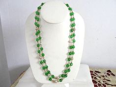 Green Double Strand Beaded Necklace Faceted Glass Pearl Adjustable Vintage May Birthday, Double Strand Necklace, Vintage Necklaces, Solid Perfume, Green Beads, Cross Pendant Necklace, Lovely Jewellery, Adjustable Necklace, Glass Bead Necklace