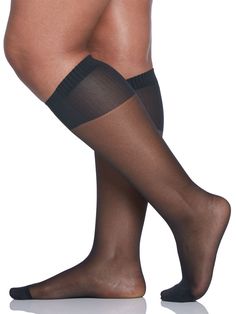 Comfy Cuff trouser socks feature our dual layer extra wide cuff to stay up in place and not bind the calf. Our new Curvy Calf features a deep cuff with a higher fit in the back of the calf and graduated compression for a massaging effect.Details: 1 Pair Pack Queen size Dual layer extra wide band - Fits higher up under the knee Sheer support provides a massaging effect Reinforced toe 20 Denier on band Berkshire style# 5214 Black Knee-high Nylon Socks, Black Nylon Knee-high Socks, Fitted Black Mid-calf Legwear, Black Stretch Nylon Knee-high Socks, Black Mid-calf Socks, Black Stretch Mid-calf Legwear, Micro-elastic Solid Mid-calf Hosiery, Solid Mid-calf Stretch Hosiery, Mid-calf Solid Color Stretch Hosiery