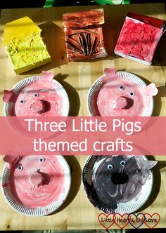 three little pigs themed crafts for kids to make with paper plates and colored construction paper