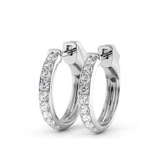 0.50 ctw. Round Brilliant Cut Huggie Hoop earrings-VIRABYANI Luxury Diamond White Hoop Earrings With Channel Set, Dazzling Pave Set Hoop Earrings For Anniversary, Anniversary Diamond Earrings Channel Set, Channel Set Diamond Earrings For Anniversary, Luxury Channel Set Round Cut Earrings, White Gold Channel Set Hoop Earrings For Wedding, Round Hoop Earrings With Pave Setting For Wedding, White Gold Channel Set Earrings, White Gold Earrings With Channel Set