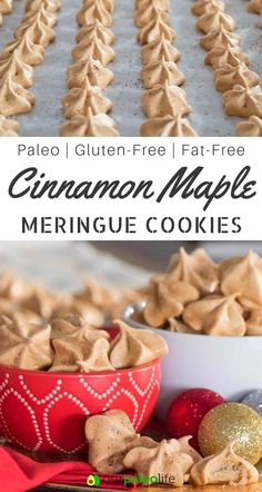 cinnamon maple meringue cookies with text overlay