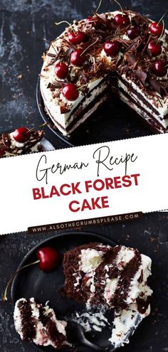 german recipe black forest cake with cherries on top