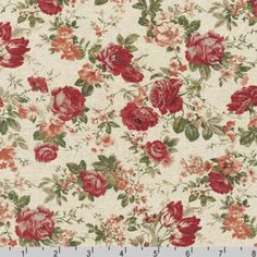 a floral wallpaper with red and pink flowers on white background, suitable to be used as an upholstered fabric