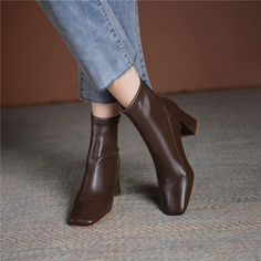 Elevate your office attire with Rivera Women's Dress Boots by USS Shoes. Made with microfiber and genuine leather lining, these boots provide a stylish and comfortable fit. The square toe and square heel add a touch of sophistication. And the TPR outsole ensures traction and durability, making them perfect for all seasons. Thick Heel Boots, Dress Boots Women, Beige Shorts, Brand Collaboration, Dress Boots, Brown Shorts, Office Attire, The Square, Dress With Boots