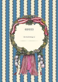 the front cover of gucci's book, with an image of a wreath on it