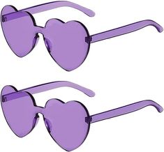 Amazon.com: Dllween 2 Pairs Purple Heart Shaped Sunglasses for Women Men, Rimless Trendy Colored Heart Glasses for Party Accessories : Clothing, Shoes & Jewelry Purple Birthday Party Decorations, Sunglasses Party Favor, Purple Birthday Party, Funny Sunglasses, Funny Glasses, Heart Glasses, Purple Birthday, Purple Party, Party Sunglasses