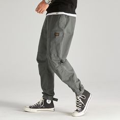 Men’s Adjustable Velcro Cargo Pants
Features：

 	Product ID:CP0125
 	Material:Cotton,Spandex
 	Season:Spring,Summer,Autumn,Winter
 	Color:Army Green,Khaki,Black,Light Gray

Size Chat： Casual Gray Tapered Leg Cargo Pants, Gray Casual Joggers For Outdoor, Baggy Gray Outdoor Pants, Casual Gray Sweatpants For Outdoor, Baggy Gray Pants For Outdoor, Gray Cotton Pants For Outdoor, Gray Cotton Outdoor Pants, Gray Cotton Cargo Pants For Outdoor, Gray Cotton Parachute Pants For Outdoor