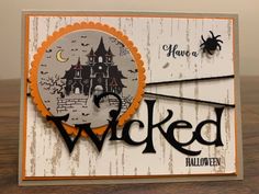 a handmade halloween card with the word, you're a witch on it