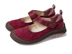 Jambu Sunrise - Women's Climbing Shoes : Red : Walk with absolute comfort wearing Jambu Sunrise Women's Shoes. Leather and textile upper. Leather and synthetic lining. Removable leather insole. Hook-and-loop closure. Pull tab. Round toe. Man made outsole. Imported. Measurements: Weight: 11.3 oz Product measurements were taken using size 9, width B - Medium. Please note that measurements may vary by size. Weight of footwear is based on a single item, not a pair. Comfortable Closed Toe Walking Shoes With Cushioned Footbed, Comfortable Cushioned Closed-toe Walking Shoes, Comfortable Leather Walking Shoes With Cushioned Footbed, Comfortable Closed Toe Walking Shoes With Removable Insole, Comfortable Walking Shoes With Removable Insole And Round Toe, Walking Shoes With Removable Insole, Suede Walking Shoes With Cushioned Footbed, Suede Walking Shoes With Cushioned Footbed And Flat Heel, Ergonomic Fit Cushioned Walking Shoes