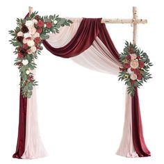 an arch decorated with flowers and greenery for a wedding ceremony or special occasion, isolated on a white background