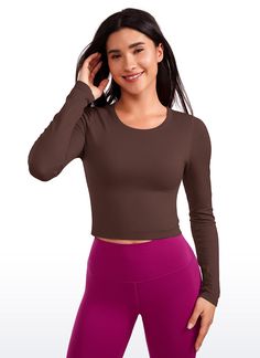 Seamless collection of smooth, breathable fabric is designed to help reduce chafing, encourage ventilation and wick away sweat to help you stay dry. Double-lined tight crop tops for moving freely, perfect for workout, yoga, lounging or daily wear. Feature & Fitting: 
 Seamless collection 
 Designed for low-impact workouts 
 Cropped length, Tight fit 
 Double Lined Fabric, Crew Neck Design 
 Fabric: 
 Chafe-free, seamless construction 
 Sweat-wicking, soft ribbed textured fabric 
 Lightweight Stretch Crop Top For Pilates, Functional Seamless Crop Top, Functional Fitted Crop Top, Stretch Crop Top For Sports, Compression Workout Crop Top, Functional Cropped Seamless Tops, Functional Yoga Crop Top, Comfortable Yoga Crop Top, Functional Crop Top For Yoga