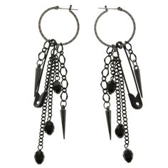 *Ships Quickly From Our Ny Location So You Receive Your Order In Days Not Weeks *Authentic Lane Bryant Name Brand Designer Fashion Jewelry *Dimensions: 1 In. Wide X 4 1/2 In. Long *Super Cute & Stylish Lbe077 Black Dangle Hoop Earrings In Punk Style, Black Dangle Hoop Earrings Punk Style, Black Punk Dangle Hoop Earrings, Black Metal Emo Earrings, Black Pierced Emo Earrings, Edgy Black Metal Hoop Earrings, Nickel-free Black Punk Earrings, Black Nickel-free Punk Earrings, Emo Style Metal Earrings For Party