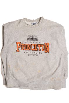 Size: X-Large Color: Gray Material: Cotton / Polyester Made In: Mexico Length: 26" Chest Width: 25.5" Vintage Condition Notes: - Stains on front and right sleeve. Vintage College Sweatshirts, Brandy Melville Top, Abstract Graphic Design, Princeton University, American Universities, University Sweatshirts, College Sweatshirt, Vintage Adidas, Vintage Sweatshirt