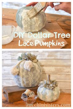 diy dollar tree lace pumpkins for fall