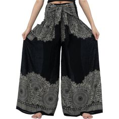 *The Sizes Of Hippie Pants Are One Size Fits Us Sizes 0-14 (Xs-L) And Us Sizes 16-20 Plus (L-2xl) And Us Sizes 20-24 Plus (2xl-3xl), The Length Is 40 Inches, Please Hand Wash *Made From 100% Soft Rayon, These Palazzo Pants With Wide Legs And Elastic Waistbands Are High Waisted And Comfy Bohhemian Pants With A Relaxed Fit. These Boho Pants Are Great For Lounging *These Boho Pants For Women Come With A Bow Tie And Are Easy To Put On And Take Off, These Wide Leg Pants For Women Have Side Pockets Fo Black Bohemian Wide Leg Pants, Bohemian Black Pants, Black Full-length Bohemian Harem Pants, Black Full Length Bohemian Harem Pants, Black Cotton Yoga Pants For Summer, Black Wide Leg Yoga Pants For Summer, Black Baggy Bohemian Bottoms, Bohemian Black Harem Pants, Black Wide Leg Cotton Yoga Pants