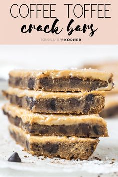 Coffee Cookie Crack Bars (Cookie Toffee Bars) | Kroll's Korner Coffee Cookie Bars, Healthy Cookie Bars, Coffee Toffee Bars, Toffee Bars Recipe, Toffee Dessert, Almond Joy Candy, Coffee Toffee, Toffee Bars, Cookie Bar