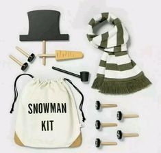 the snowman kit includes an apron, hat and other accessories