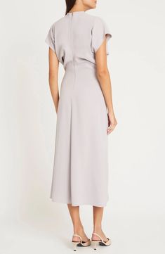 Luxely Theo Drape Midi Dress | Nordstrom Beautiful Wardrobe, Flowy Midi Dress, Draped Midi Dresses, Illusion Dress, Maggy London, Dove Grey, Funnel Neck, Nordstrom Dresses, Funnel