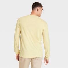 This Long-Sleeve Henley Shirt from Goodfellow & Co in a solid color makes a versatile and cozy wardrobe pick. Fashioned in a regular fit, it features a three-button placket henley neckline for a touch of classic style. The 100% cotton material keeps you in all-day comfort, while the pullover design makes for easy wear. Pair this top with a range of different bottoms, or layer under jackets or cardigans for additional warmth. Goodfellow & Co™: Where style & fit are always in good company. Casual Plain T-shirt For Winter, Casual Long Sleeve Comfortable T-shirt, Casual Long Sleeve Soft-washed T-shirt, Casual Soft-washed Long Sleeve T-shirt, Yellow Long Sleeve Printed T-shirt, Cozy Wardrobe, Yellow Relaxed Fit Long Sleeve T-shirt, Yellow Plain Relaxed Fit T-shirt, Cheap Yellow Relaxed Fit T-shirt