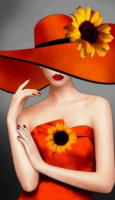 a woman in an orange dress and sunflower hat with the words jesus te ama