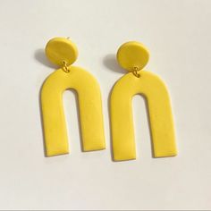 Bright Yellow, Smaller Version Of These Magnet Style Earrings! Lightweight And Nickel Free :) Hand Made By Me! Comes With 2 Different Style Earring Backs + Box. $1 From Each Purchase Is Donated To A No-Kill Animal Rescue Group In Nc! Minimalist Yellow Earrings For Pierced Ears, Minimalist Handmade Yellow Earrings, Minimalist Yellow Pierced Earrings, Cheap Artisan Yellow Earrings, Handmade Minimalist Yellow Earrings, Cheap Bold Yellow Earrings, Cheap Vibrant Yellow Earrings, Nickel-free Yellow Earrings For Summer, Playful Adjustable Yellow Earrings