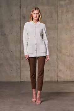 Crafted from 2 plies of our signature luxurious cashmere and merino wool blend yarn, this Marchesa knit cardigan is a sophisticated addition to any wardrobe. Sporting timeless monochromatic design and exquisite details, such as the elevated pave buttons, it makes a strong, yet understated, statement. • 70% Extra Fine Merino Wool / 30% Cashmere • Dry clean or hand wash, dry flat • Imported • Item # WF23006 SIZE & FIT• Model is 5' 9" and wearing a size Small Monochromatic Design, Cardigan Knitted, Button Cardigan, Marchesa, Cashmere Sweater, Cashmere Sweaters, Knit Cardigan, Merino Wool, Wool Blend