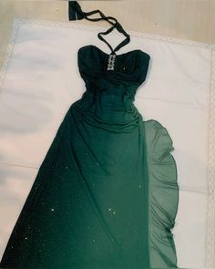 90s Prom Dresses, Matric Dress, Forest Green Dresses, Ombre Green, Dreamy Gowns, Chiffon Sleeves, Tulle Ball Gown