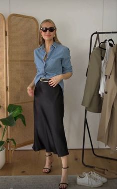 satin skirt outfits ideas best outfit autumn 2023 midi silk skirt how to wear long skirt Navy Slip Skirt Outfit Summer, Summer Black Satin Skirt Outfit, Fall Outfits 2023 Modest, Black Silk Skirt Outfit Spring, Pleated Silk Skirt, Silk Skirt Spring Outfit, Silk Skirt Office Outfit, Navy Blue Slip Skirt Outfit, Long Slip Skirt Outfit