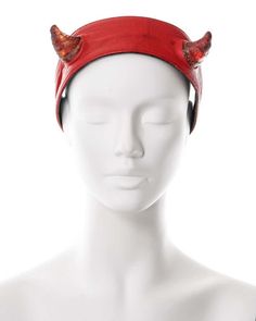 For Sale on 1stDibs - ▪ Vivienne Westwood red leather headband ▪ 'Britain Must Go Pagan', Spring-Summer 1988 ▪ Battery-powered light-up acrylic Satyr horns ▪ Unlabelled show Red Halloween Headband Headpiece, Red Headband For Halloween, Red Adjustable Headband Costume Accessory, Red Adjustable Costume Headband, Adjustable Red Headband Costume Accessory, Adjustable Red Headband For Festivals, Red Halloween Headband, Red Adjustable Festival Headpiece, Adjustable Novelty Festival Headband