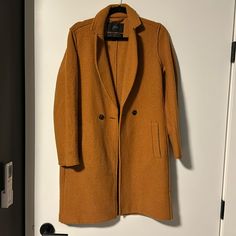 Like New; No Issues. Classic Wool Outerwear With Gold Buttons, Boiled Wool Coat, Mustard Color, Boiled Wool, Wool Coat, Gold Yellow, J Crew, Like New, Mustard