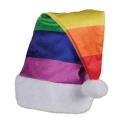 Have you ever wished Santa was more colorful? Worry not, we've got you covered with this Rainbow Santa Hat! This rainbow hat with colorful stripes and white fur is great for any holiday festivities. It also makes a great pride hat! Size: One Size.  Color: Multicolor. Christmas Party Hats, Christmas Rainbow, Rosé Christmas, Rainbow Christmas, Plush Hat, Rainbow Hats, Santa Claus Costume, Colorful Hat, Christmas And Winter