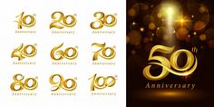 golden 50th anniversary numbers with sparkling lights