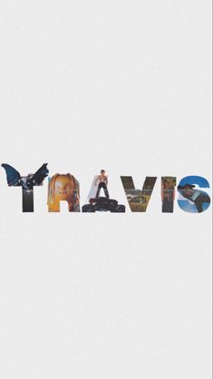 the word travis is made up of photos