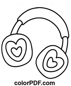 headphones with hearts on them coloring page