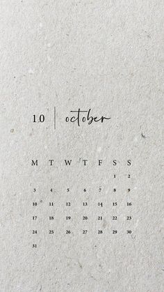 an image of a calendar with the word october written in black ink on white paper