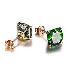 Classic Green Gemstone Stud Earrings Women's Wedding Jewelry Stud Earrings For Women, Green Stone, Earrings For Women, Gold Color, Stud Earrings, Rose Gold, Square, For Women, Stone