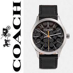 Coach Men's Watch Baxter 14602393 W1584 Leather Black $250.No Box Coach Men's Watch Baxter W1584 Leather Product Details Stainless Steel Case And Signature Leather Strap Approx. Case Diameter: 39mm Quartz Movement Mineral Crystal Buckle Closure Water-Resistant To 99 Feet Style No. W1584 Classic Black Watches For Work, Designer Analog Leather Watch Accessories, Classic Black Watch Accessories For Business, Designer Black Watches With Leather Strap, Classic Black Watch Bands For Business, Classic Coach Watch For Formal Occasions, Designer Black Watches With Subdials, Black Leather Watch For Work, Timeless Black Watch For Work