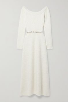 EXCLUSIVE AT NET-A-PORTER. Gabriela Hearst's 'Gertrude' maxi dress is made from organic cashmere-bouclé that's blended with silk to give it an incredibly soft and luxurious feel. It has an elegant off-the-shoulder neckline and cinches at the waist with an equestrian-style leather belt.<br><br>This product was created using Considered Materials and supports best practice in Animal Welfare. Find out more about NET SUSTAIN <a href="https://www.net-a-porte… Future Clothing, Png Clothes, Church Attire, Michelle Dockery, Future Clothes, Professional Wear, Gabriela Hearst, Royal Outfits, Dresses Royal