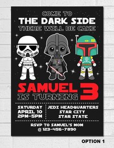 the star wars birthday party poster is shown