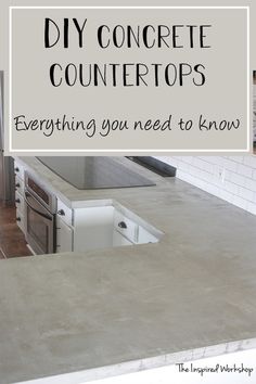 a kitchen counter with the words diy concrete counters everything you need to know