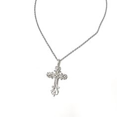 "20\" Victorian Cross Chain made of .925 sterling silver." Silver Necklace Cross, Nickel-free Sterling Silver Cross Pendant Jewelry, Sterling Silver Cross Necklace Hallmarked, Sterling Silver Cross Necklace, Hallmarked, Nickel Free Silver Cross Pendant Jewelry, Sterling Silver Crucifix Cross Necklace With Adjustable Chain, Nickel-free White Gold Cross Jewelry, Silver Hallmarked Cross Pendant Jewelry, Hallmarked Silver Cross Pendant Jewelry