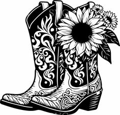 This SVG cut file features a stunning pair of cowboy boots decorated with beautiful sunflowers and intricate floral details. Perfect for DIY projects, crafting, t-shirt designs, and home decor, this design is great for Cricut and Silhouette users looking to add a touch of Western charm to their creations. https://www.etsy.com/shop/LilyDesignsGoods?ref=seller-platform-mcnav&search_query=boot https://www.etsy.com/shop/LilyDesignsGoods?ref=seller-platform-mcnav&search_query=sunflower https://www.et Cowboy Boot Silhouette, Cowboy Boot Clipart, Boot Clipart, Rustic Boots, Character Outline, Boot Silhouette, Beautiful Sunflowers, Sunflower Svg, Boot Design