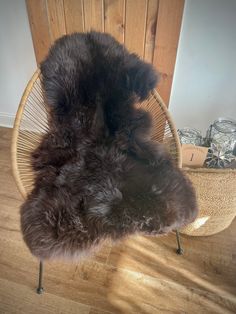 a chair that has some fur on it